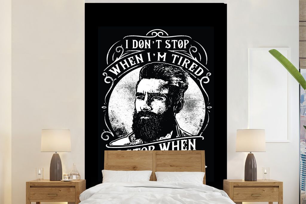 MuchoWow Fototapete für Wohnzimmer oder Schlafzimmer Wandtapete Vinyl Motivtapete Mancave - Männer - Bart - Vintage - 195x300 cm - Das Hintergr...