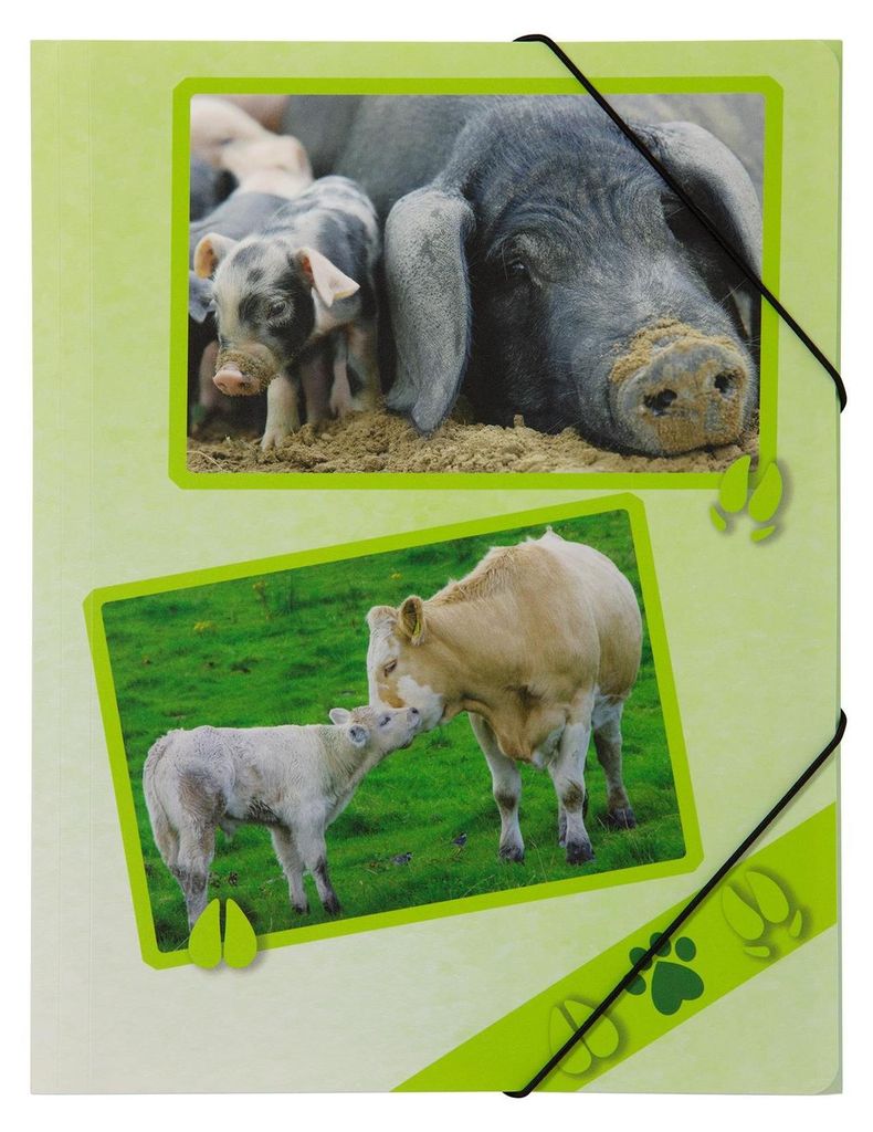 Pagna Gummizugmappe A4 PP Bauernhof- tiere 3 Einschlagklappen