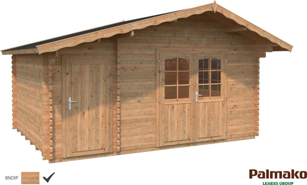 Palmako Gartenhaus Emma 14,2 m² - 34 mm Hellbraun tauchimprägniert