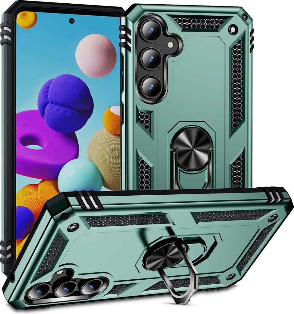 Custodia Protettiva Samsung A35 Verde Militare Anti-Caduta Ring