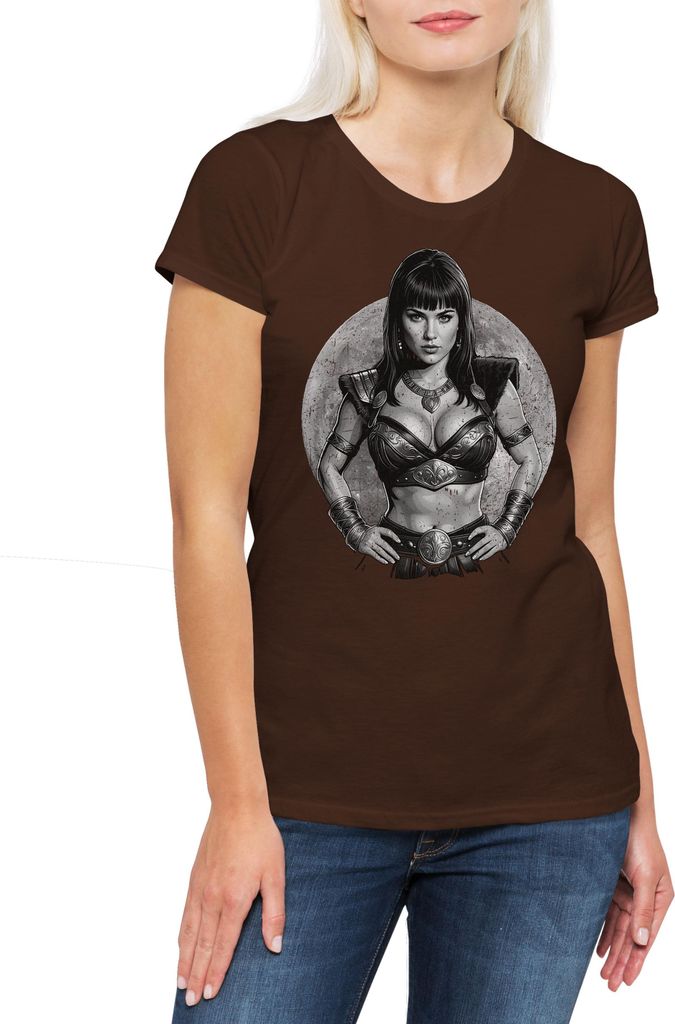Urban Backwoods Warrior Pricess Moon, Damen T-Shirt, Farbe: Braun, Größe: S