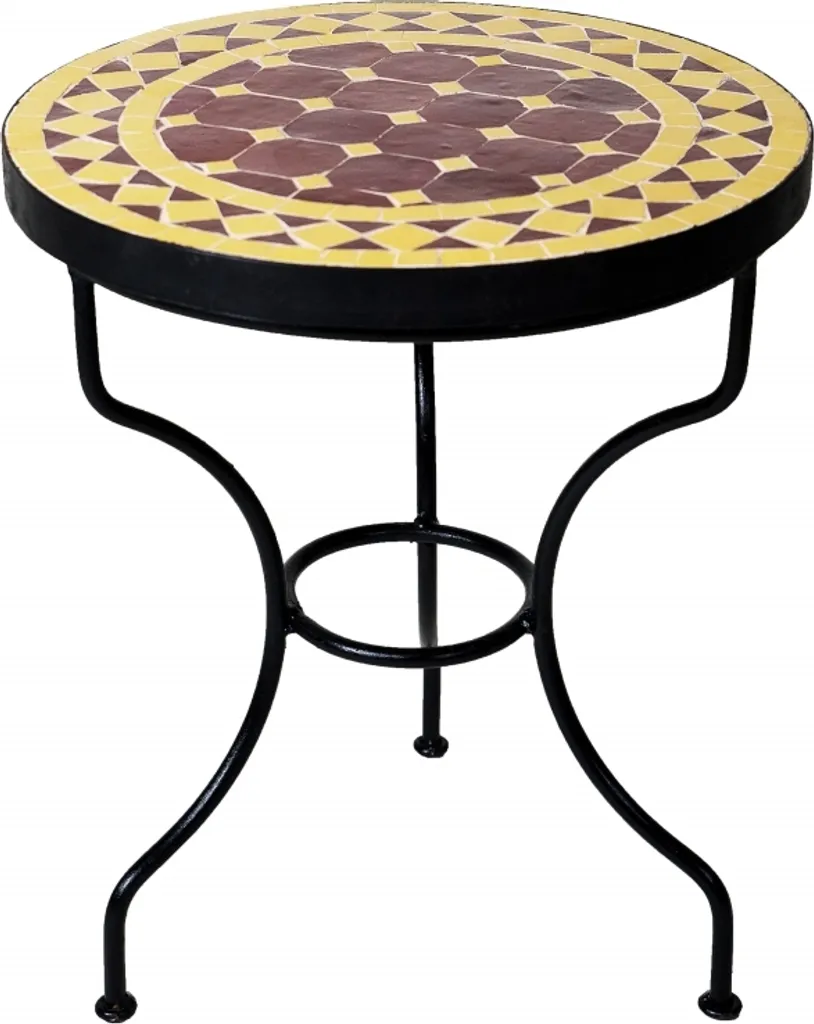 Tavolo Mosaico Orientale 40cm Marrakesh Bordeaux Giallo | Idea Regalo
