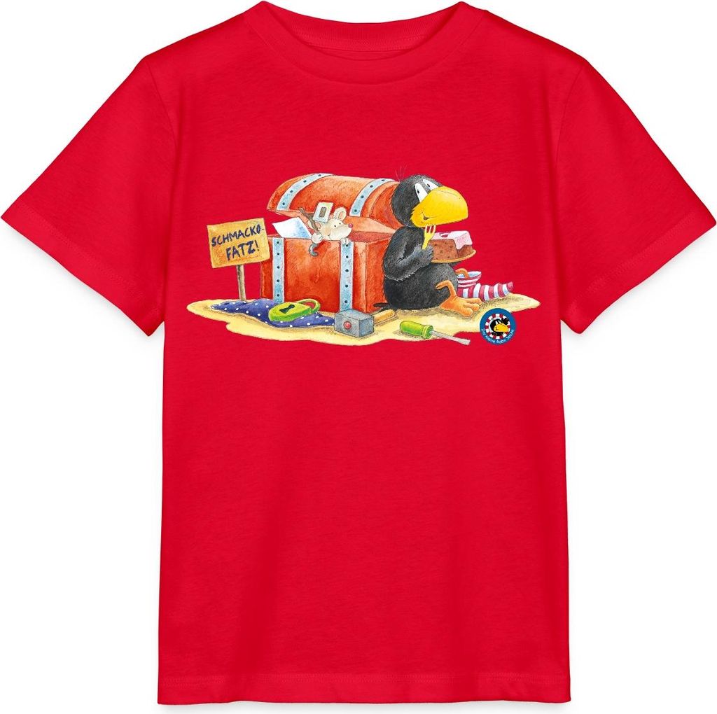Spreadshirt Der kleine Rabe Socke Schmackofatz Kinder Basic T-Shirt, 98/104 (3-4 Jahre), Rot