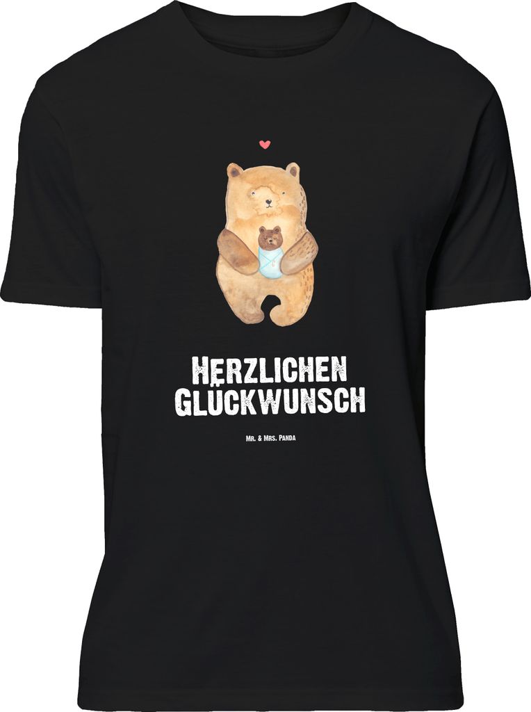Mr. & Mrs. Panda Größe L T-Shirt Bär Baby - Schwarz - Geschenk, mit Spruch, Neffe, Nichte, Teddy, Geburtstag, Shirt, Geburt, Mutter, Tshirt