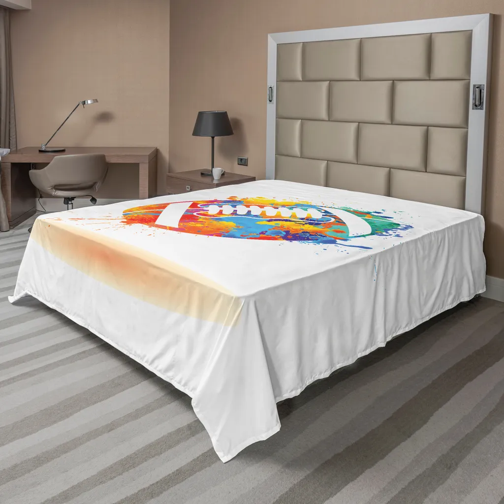 Drap de Lit Sportif Multicolore XXL Design Rugby pour Chambre Adulte