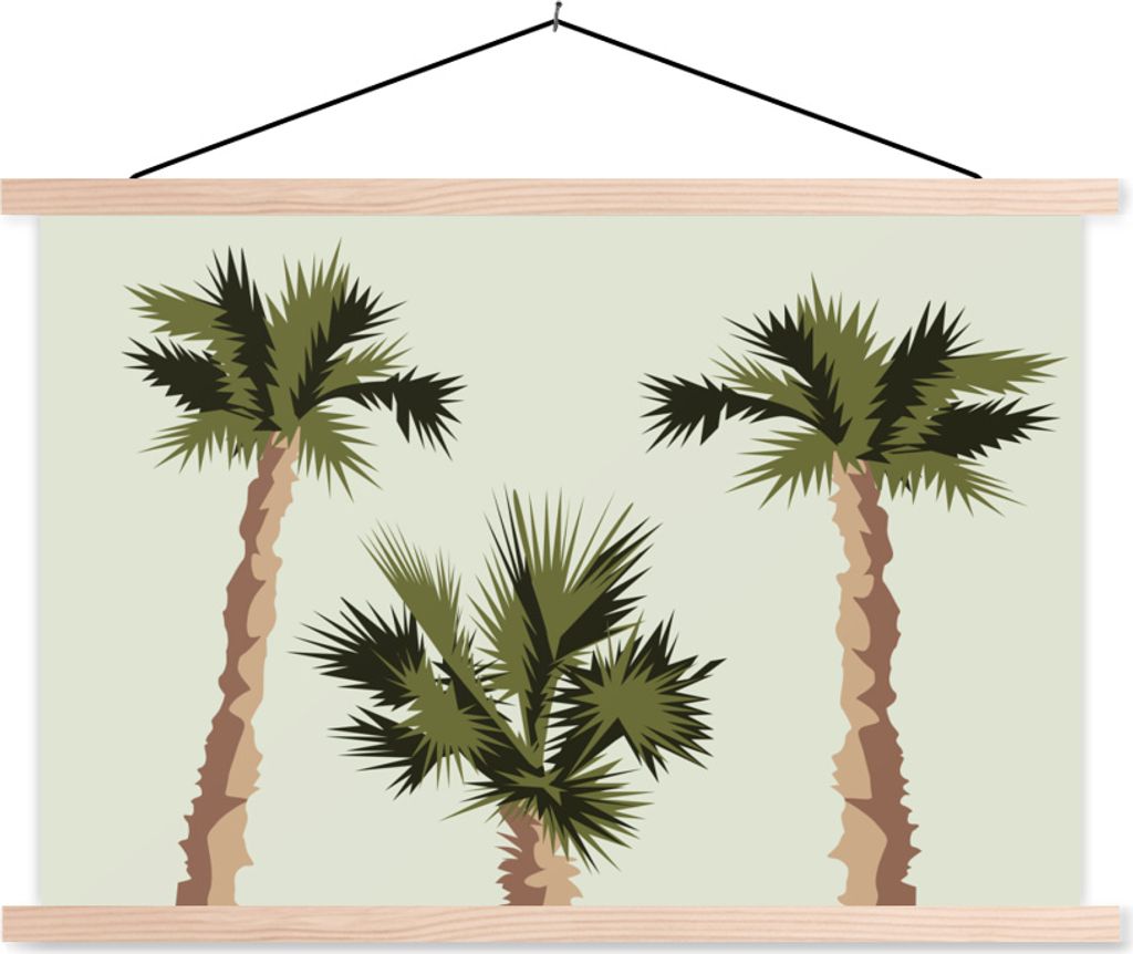MuchoWow Textilposter Palme - Sommer - Tropisch 60x40 cm mit holzfarbenen Rahmen - Bilder