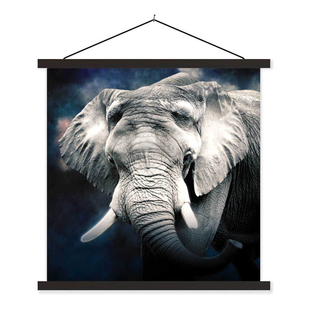 MuchoWow Textilposter Elefant - Rauchen - Zähne 40x40 cm mit schwarzem Rahmen - Fotos