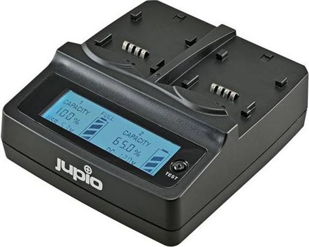 Jupio Duo Ladegerät 45W für 2 Li-Ion Akkus - universal (bei Verwendung von Reduzierstücken)