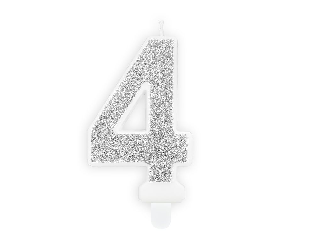 Tortová sviečka číslo 4, strieborná Party Deco Obrázok produktu 