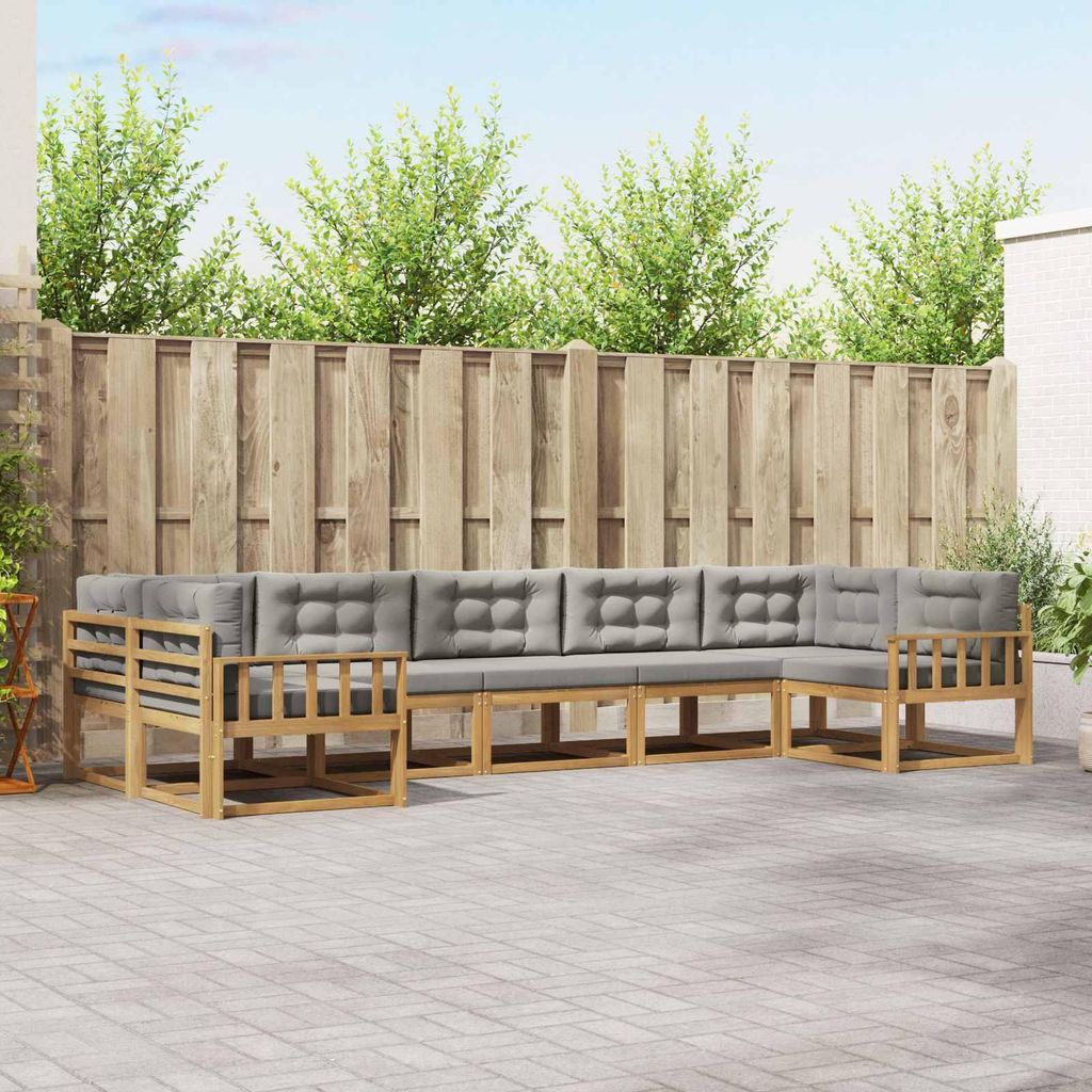 Möbel Outdoor-Sofagarnitur mit Kissen 7 pcs Weiß und HellgrauGartensofas - Gartensofas c2864