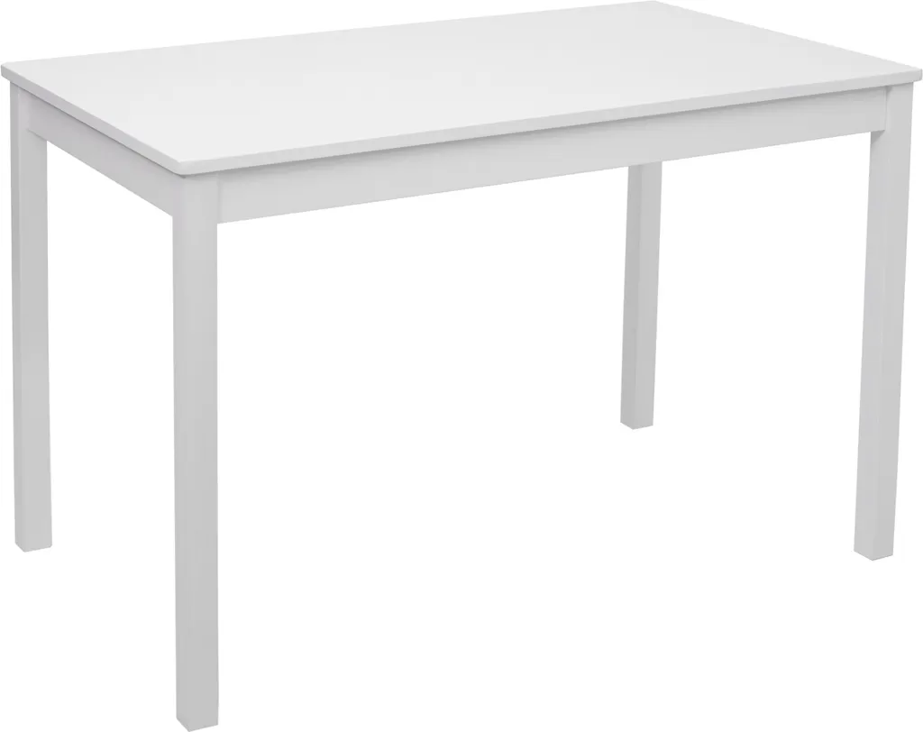 Coin repas robuste en bois massif blanc : set de table et chaises 110cm