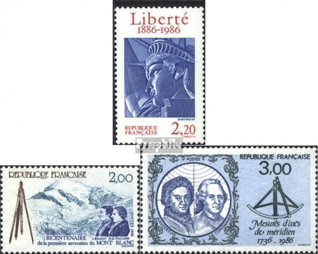 Briefmarken Frankreich 1986 Mi 2554,2560,2561 (kompl.Ausg.) postfrisch Freiheitsstatue