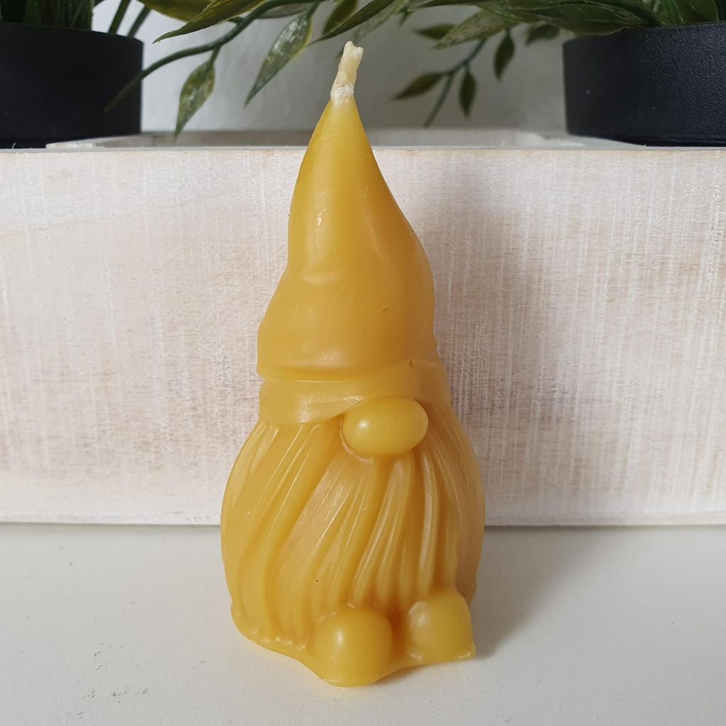 Bienenwachskerze Zwerg Kerze mit langem Bart 8 cm
