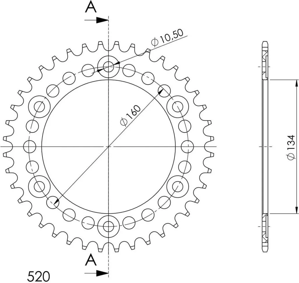 Réduisez le Poids de votre Moto avec cette Couronne 38Z Alu 520 Noir