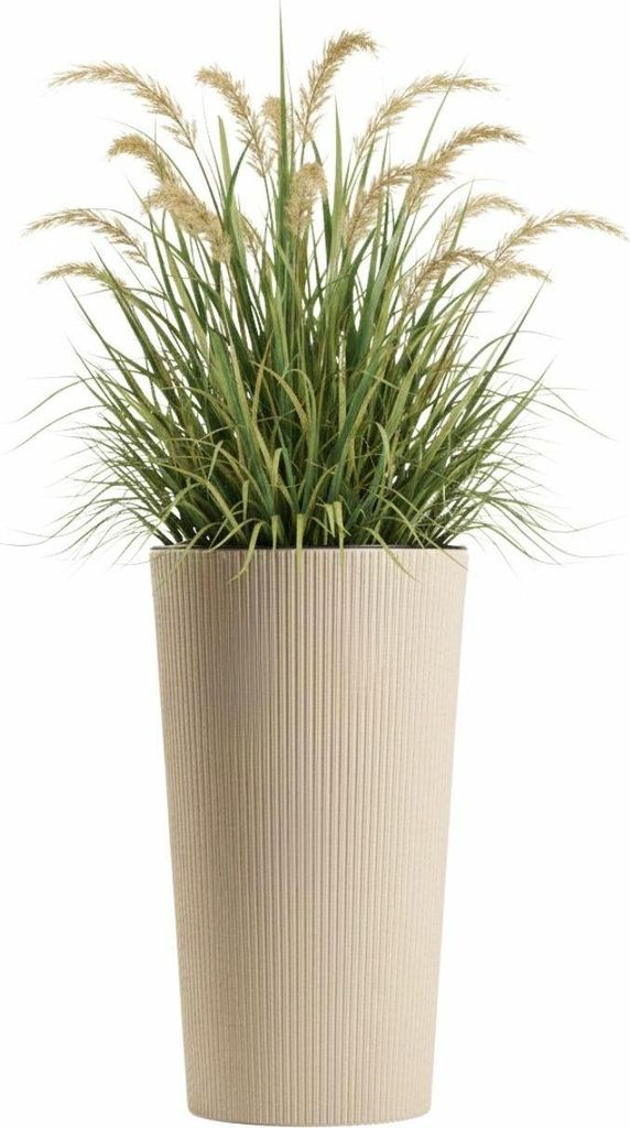 HowHomely | Pflanzentopf - Blumentopf - 47 x 25 cm - beige - geriffelt - Übertopf - Pflanzgefäß