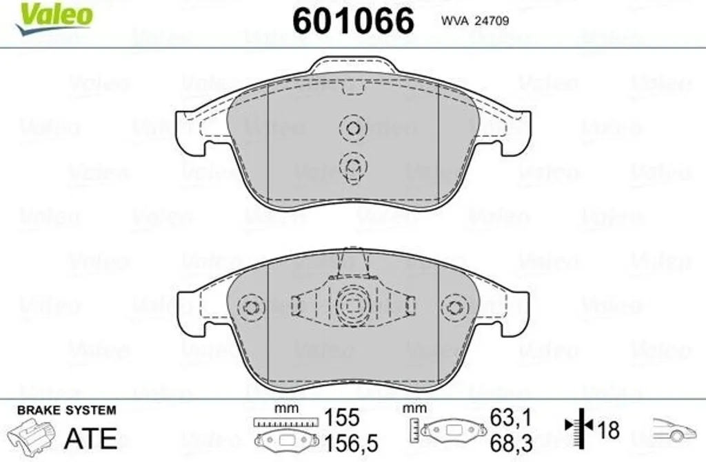 Plaquettes frein avant pour Grand Scenic 3 et Laguna III - Valeo 601066