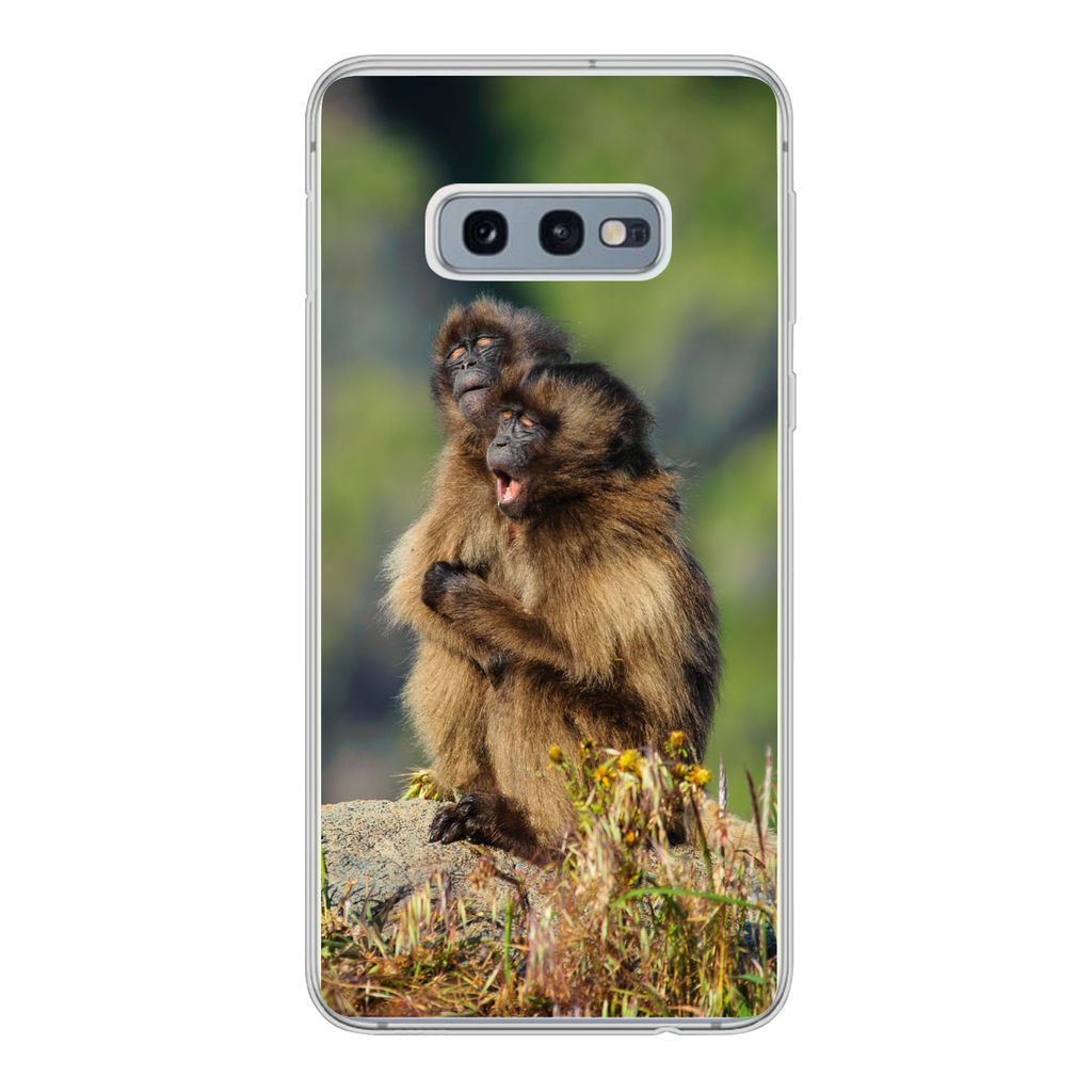 MuchoWow Handyhülle Schutzhülle Hülle für Samsung Galaxy S10e Affen - Pflanzen - Steine - Familie Silikon Softcase Handy Hülle - Handy