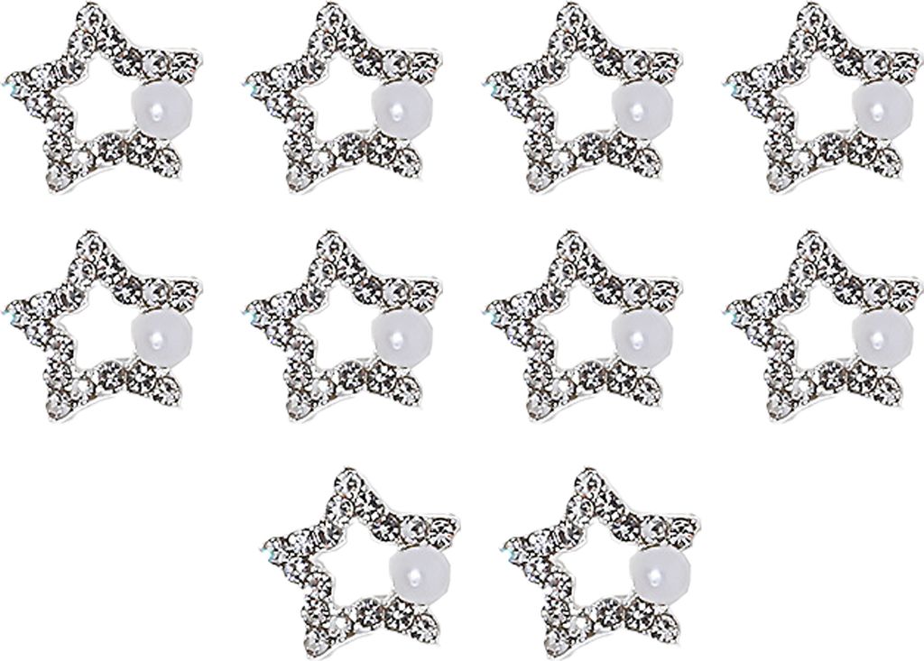 10 Stück Nail Art Legierung Dreidimensional Glänzend Nicht Fallend Funkelnd DIY Mini Nail Art Dekoration Silber Bogen Ornament Nagelstudio Versor...