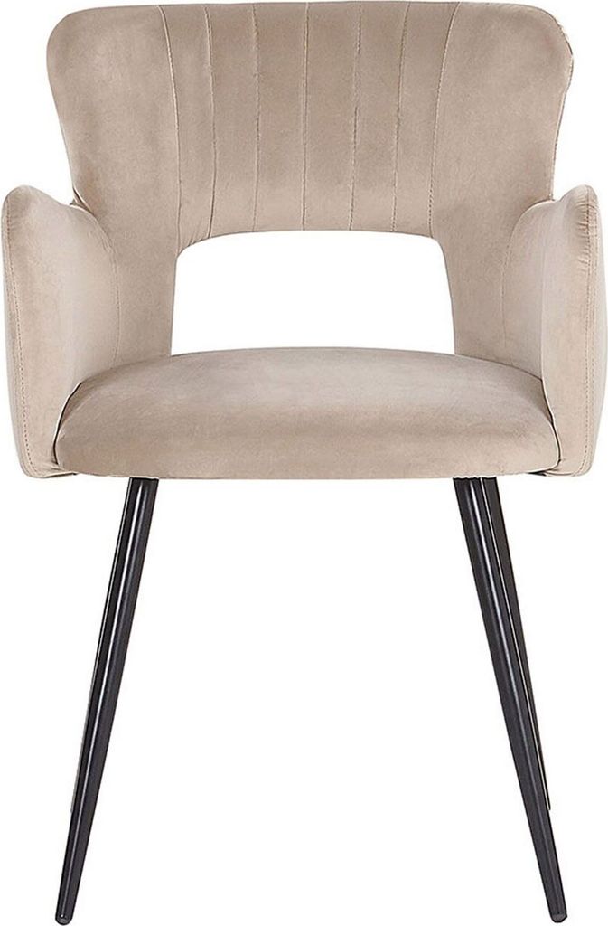 BELIANI Esszimmerstuhl Taupe Polsterbezug mit Armlehnen 4 Produktbild 4