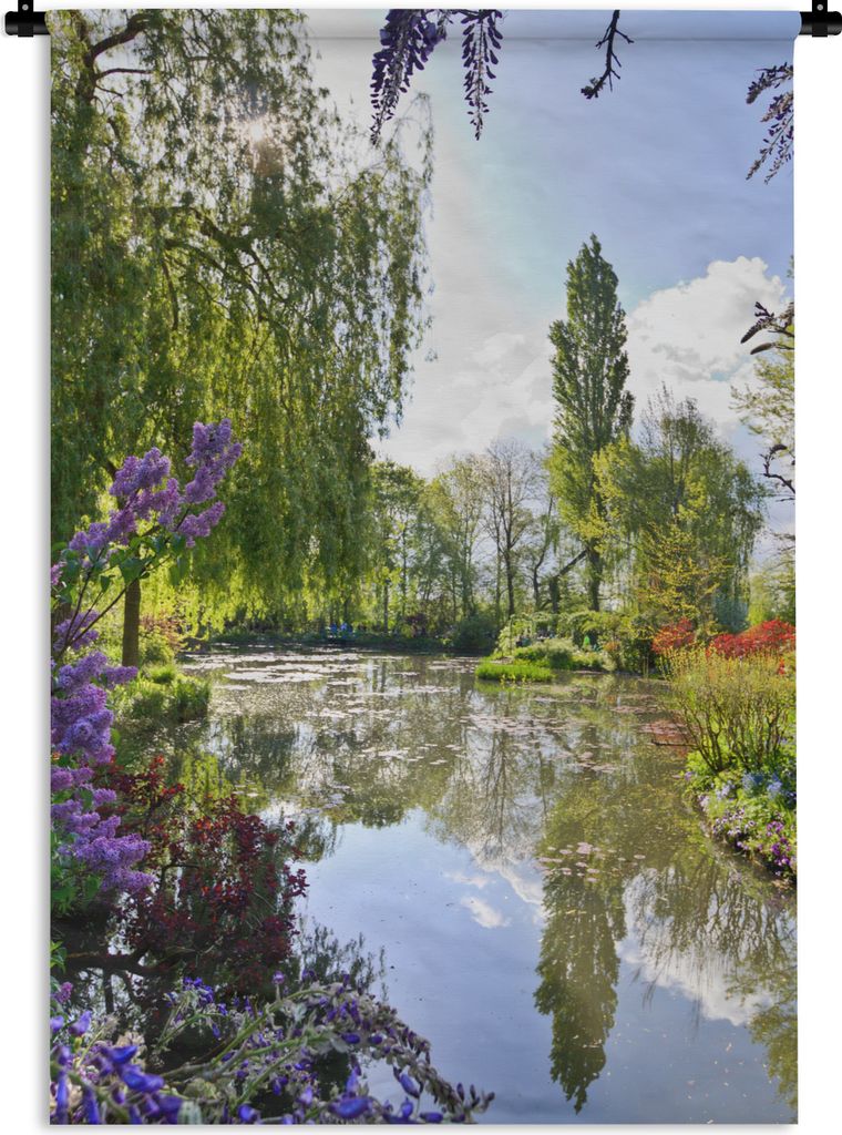 MuchoWow Wandteppich Wandbehang Farben, die sich im Wasser des Gartens von Monet in Frankreich spiegeln 90x135 cm Tapisserie Dekoration Wandtuch ...