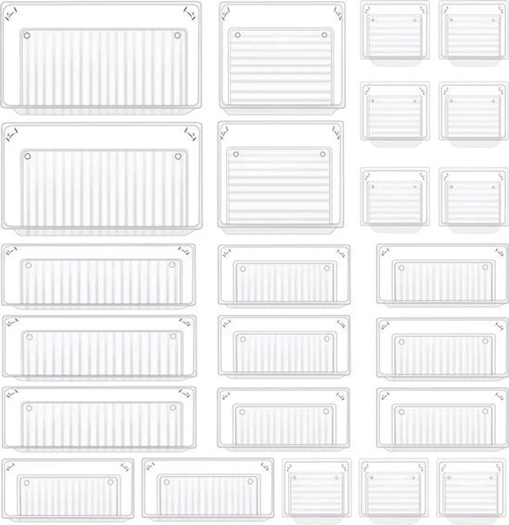 Lot de 24 boîtes de rangement transparentes et empilables en 5 tailles