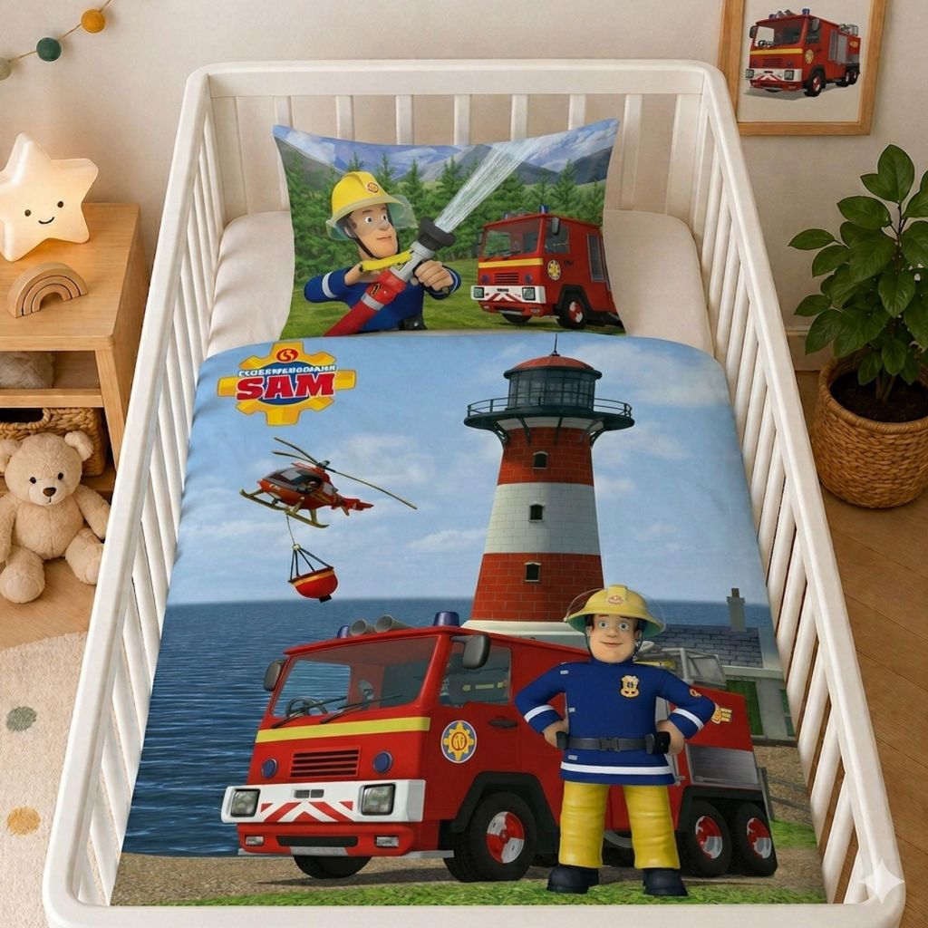 Baby Bettwäsche 100 x 135 cm Feuerwehrmann Sam (Klein-) Produktbild 