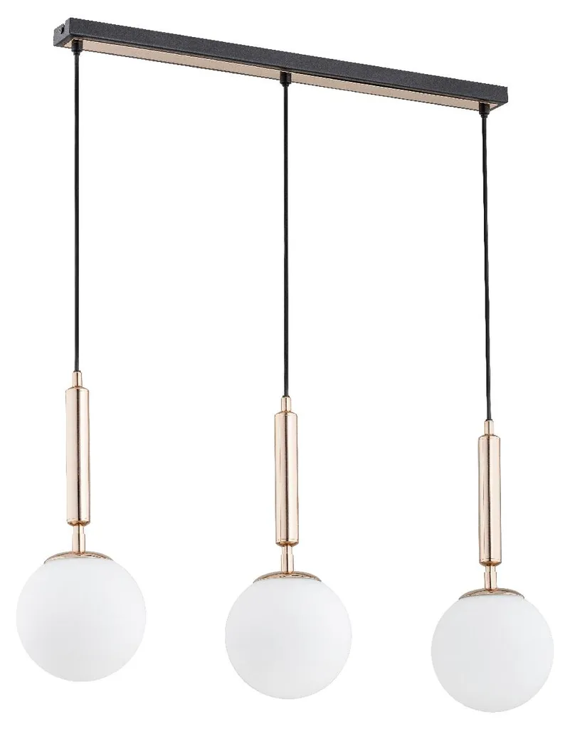 Suspension Triple VOLDA Métal 78cm - Luminaire Design Chic Noir et Doré