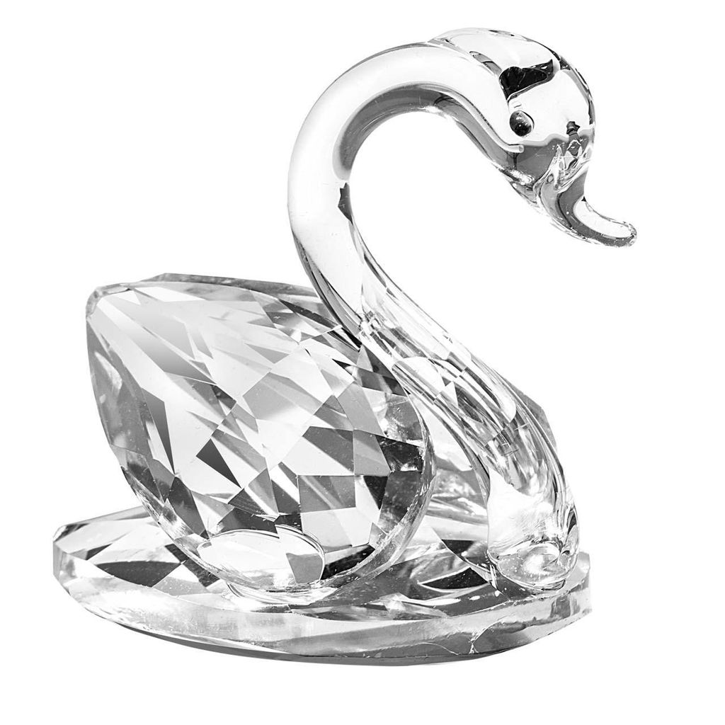 Funkelnde Schwan Dekofigur aus transparentem Glas, 9,5 x 6,5 x 4,5 cm, mit Geschenkbox