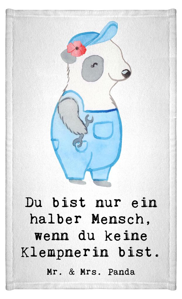 Mr. & Mrs. Panda handtuch baumwolle Klempnerin Herz - Weiß - Geschenk, Gesellenprüfung, Frotteehandtuch, frottier gästehandtuch, Gästetuch, Spr...