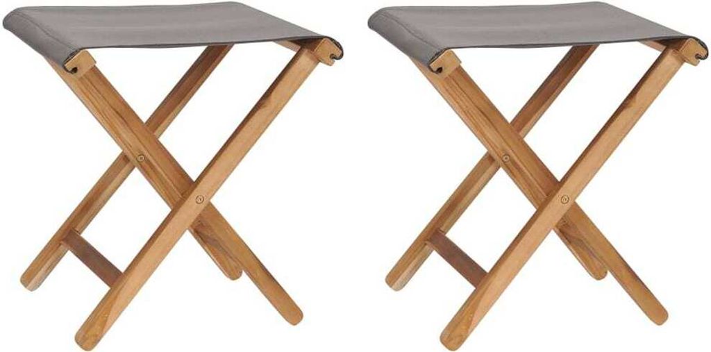 Klappstühle 2 Stk. Teak Massivholz und Stoff Dunkelgrau