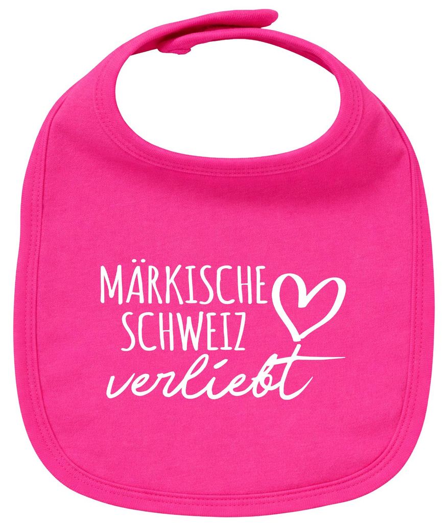 Huuraa Baby Lätzchen Märkische Schweiz verliebt Cherry Pink Klettverschluss Baumwolle Latz Geschenkidee
