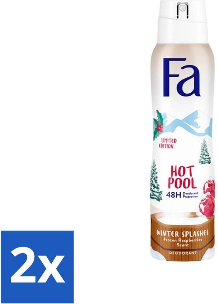 Fa - Deodorant Spray - Winter Splashes - 48h Schutz - Frozen Raspberry - Erfrischend & Fruchtig - 150ml - Vorteilspack - 2 Stücke