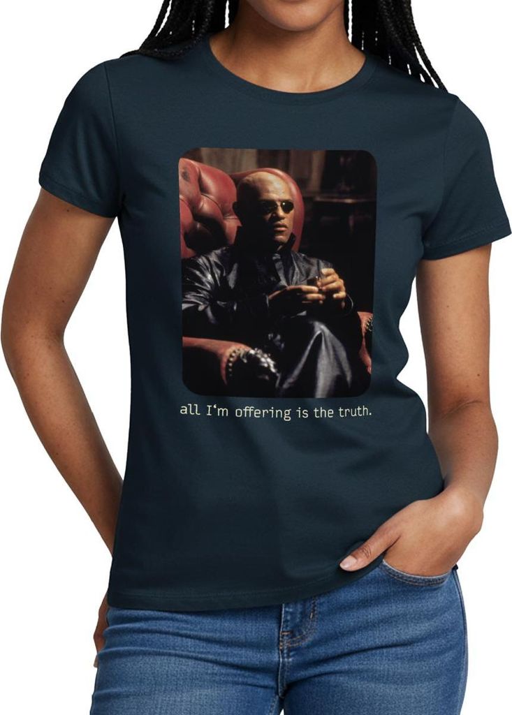 Spreadshirt The Matrix Morpheus Im Sessel Frauen T-Shirt, XXL, Navy