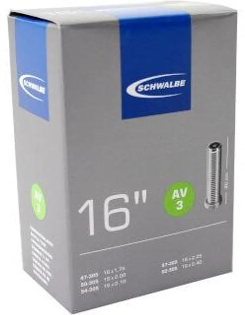 Chambre à air vélo pliant 16 pouces Schwalbe AV3 16x1.75 valve auto 40mm