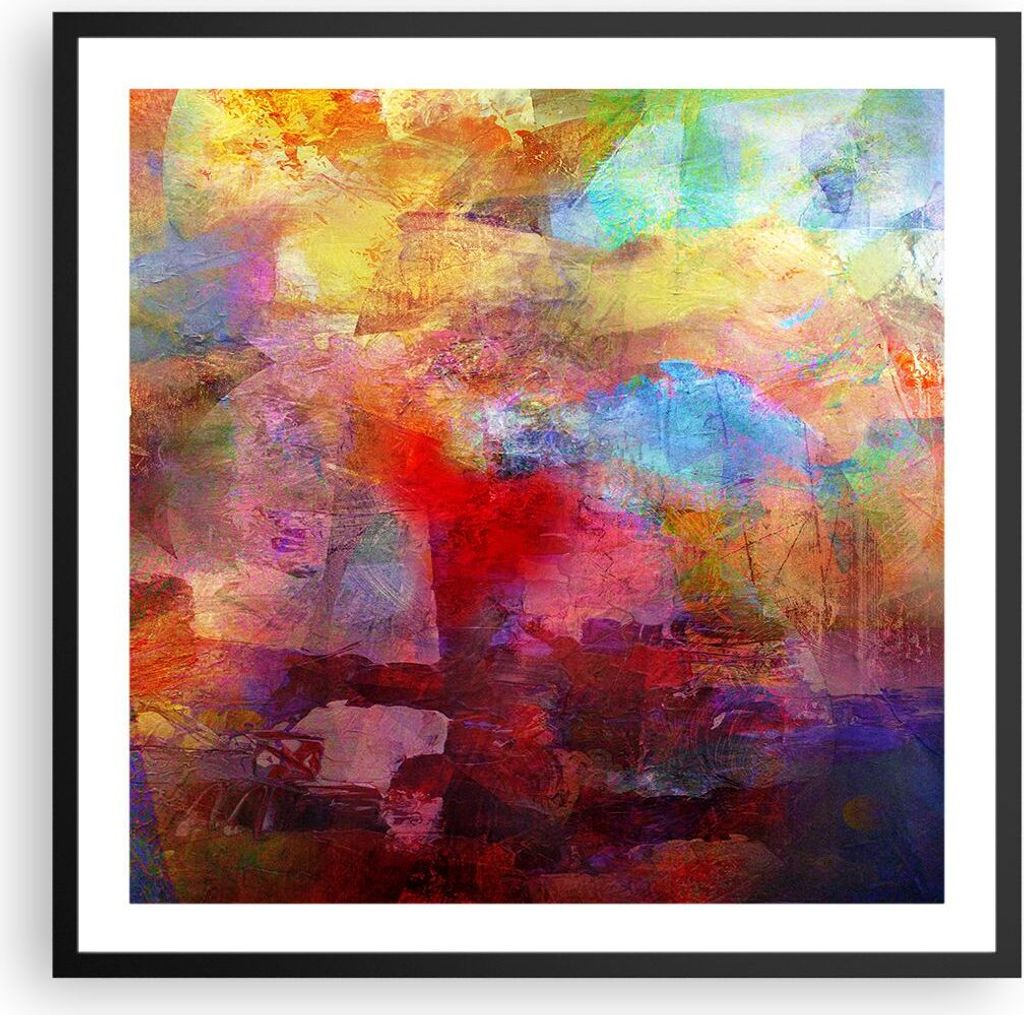 Gerahmtes Poster - Schwarzer Rahmen - Abstraktion modern - 60x60 cm - Wand Bild - Wanddeko - Wandbilder - Kunstposter - Wandposter - Bilderrahmen -...