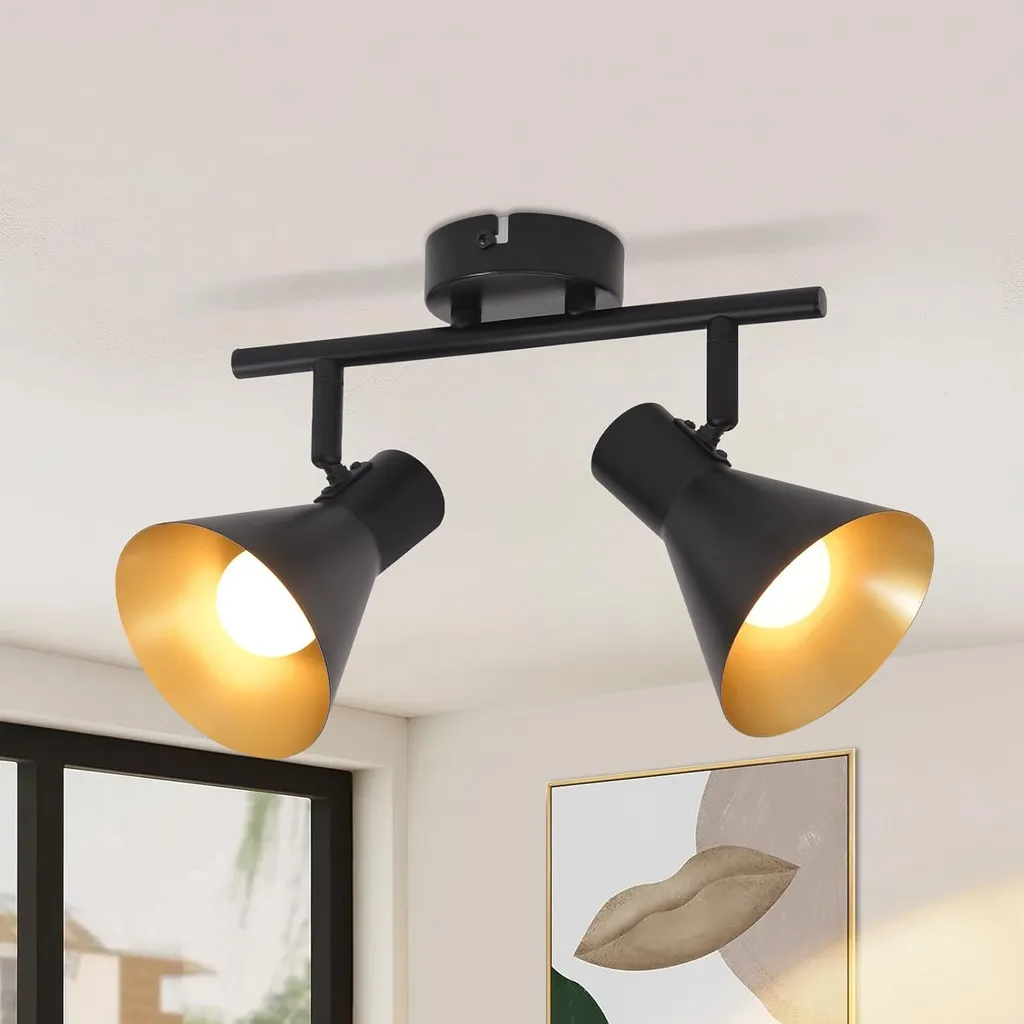 ZMH plafoniera nera faretto da soffitto 2 fiamme corridoio E14 vintage orientabile 330° industriale retrò faretto da soffitto in metallo per cucina camera da letto