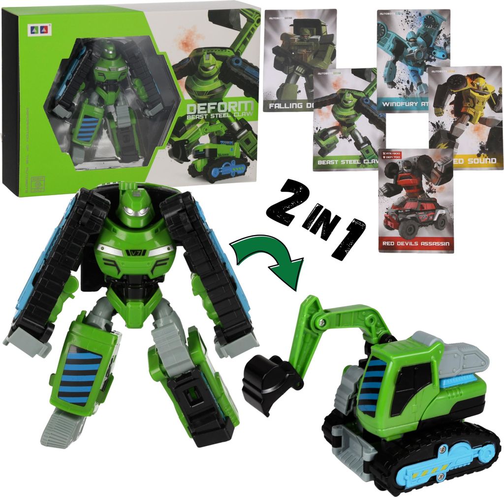 Transformierbarer 2-in-1 Baggerroboter, Baumaschinen-Spielzeug für Kinder ab 3 Jahren – MEGA CREATIVE
