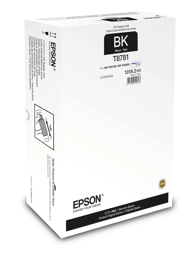 Cartouche Epson T8781 Noir pour gros volumes d'impression - 1206,2 ml