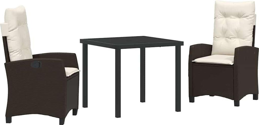 "2026 MODERNE" Garten-Essgruppe - Tisch und Stühlen - Balkonmöbel Set - mit Kissen 3er Set,multifunktional& Moderne - Braun Poly-Rattan - Gartenm...