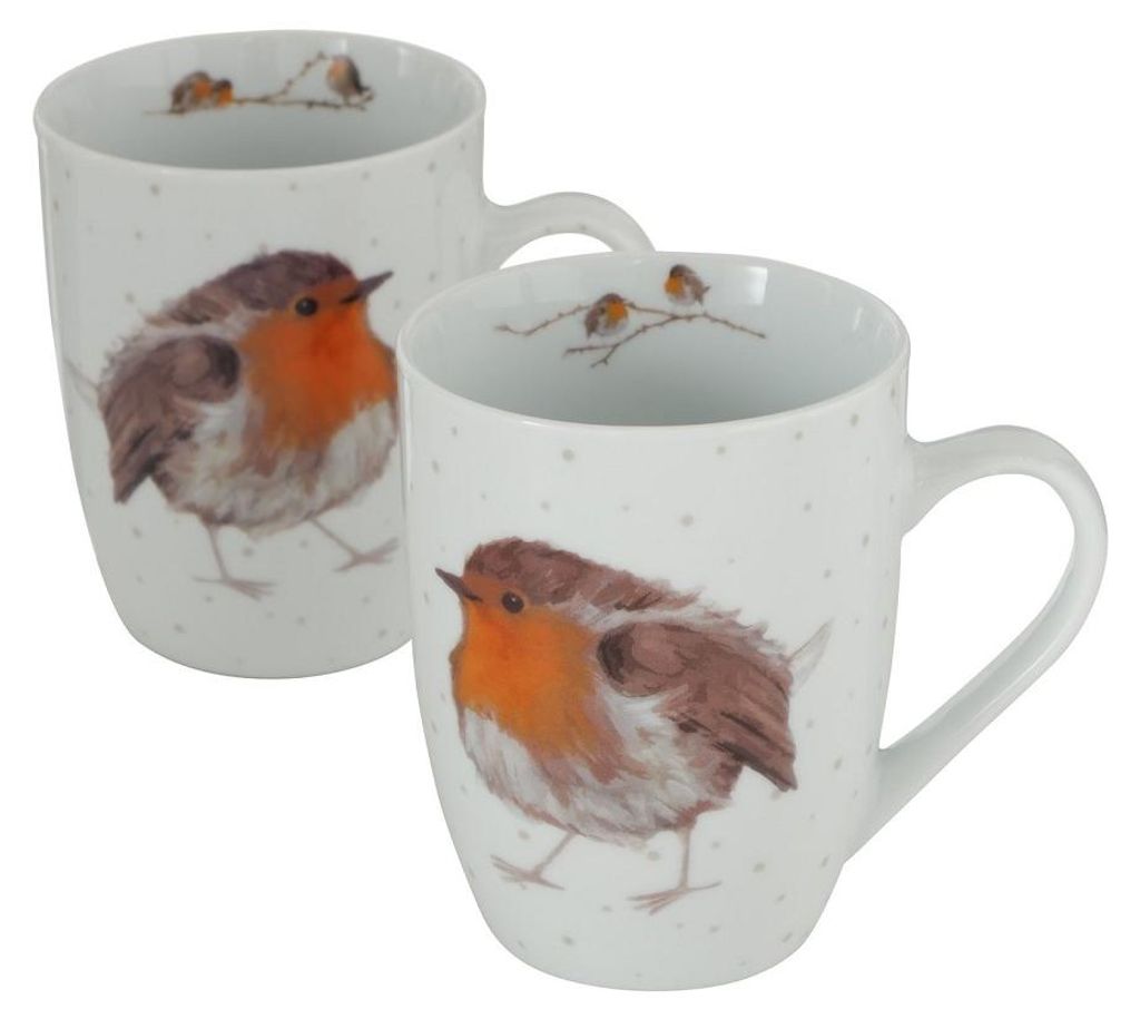 Becher Robin 330 ml Porzellan Motiv H.11 cm 2er Set Produktbild 