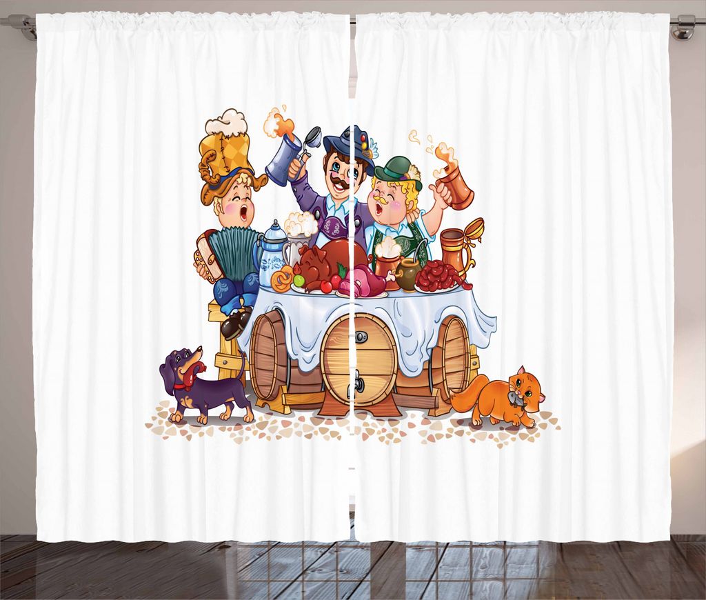 ABAKUHAUS Rustikaler Vorhang, Bayerische Festlichkeit, Wohnzimmer Universalband Gardinen mit Schlaufen und Haken, 280 x 225 cm, Mehrfarbig