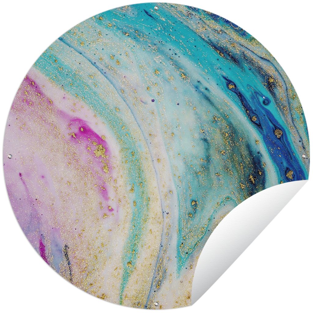 MuchoWow Gartenposter Outdoor-Poster Rund Marmor - Farbe - Regenbogen Ø 150 cm Gartendeko Rundes Poster draußen