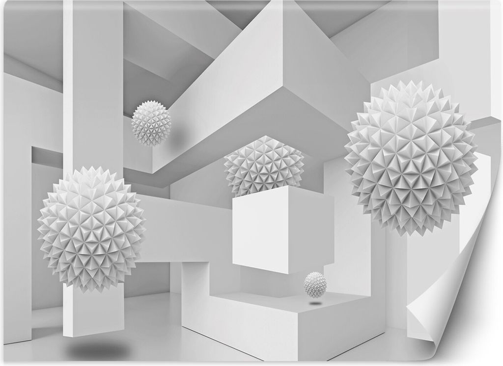 Vlies fototapete Geometrische Abstraktion 3D 300x210 cm Feeby Grau inkl. Kleber einfache Montage