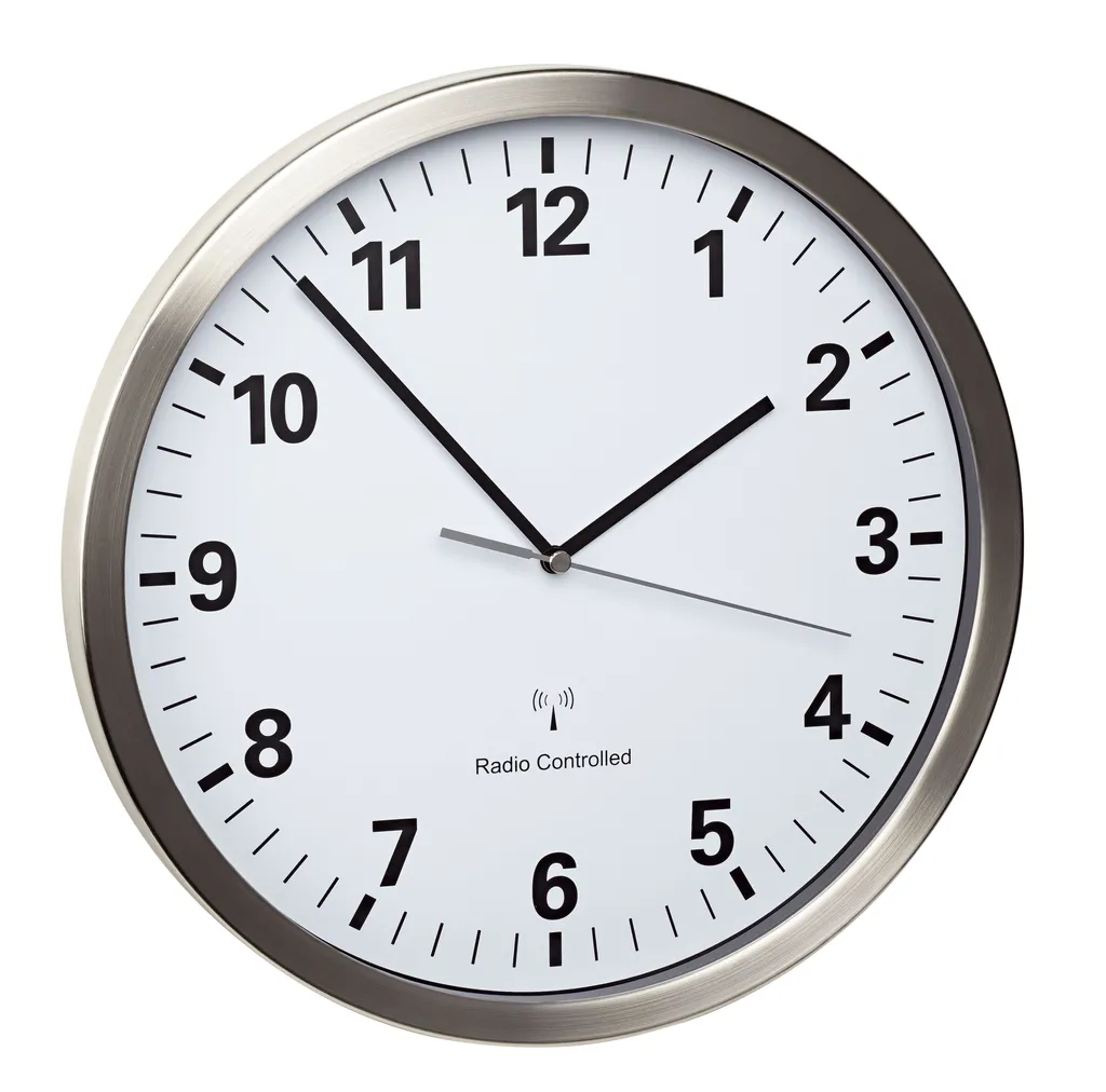TFA 60.3523.02 Orologio da Parete Radiocontrollato in Acciaio Inox