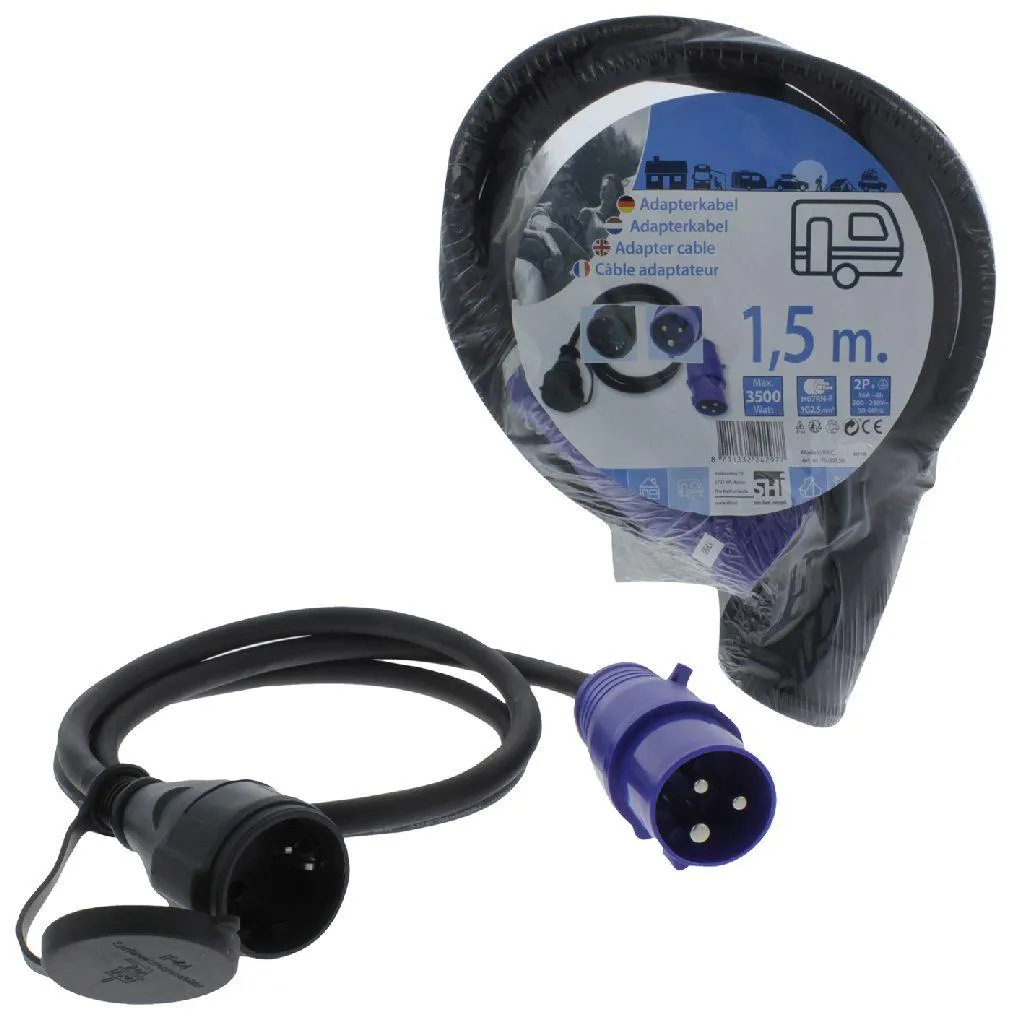 Câble Adaptateur 3x2,5mm Robuste pour Borne de Camping et Caravane 1,5m