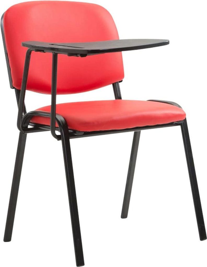 Besucherstuhl mit Klapptisch - Besprechungsstuhl - Bequeme gesteppte Sitzfläche, Farbe: Rot