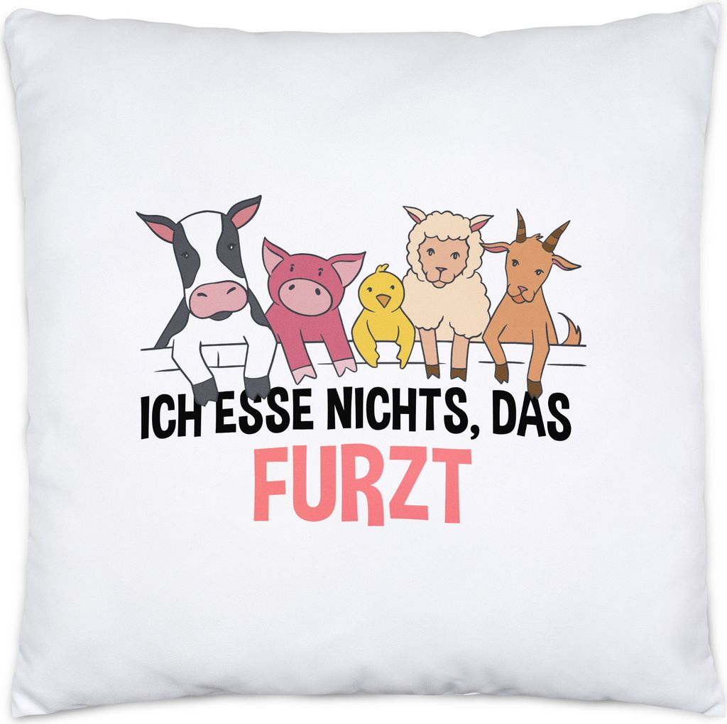 Ich Esse Nichts Das Furzt Kissen Inkl. Füllung Vegan Vegetarier Plant-Based Geschenkidee Tierwohl Tierleid