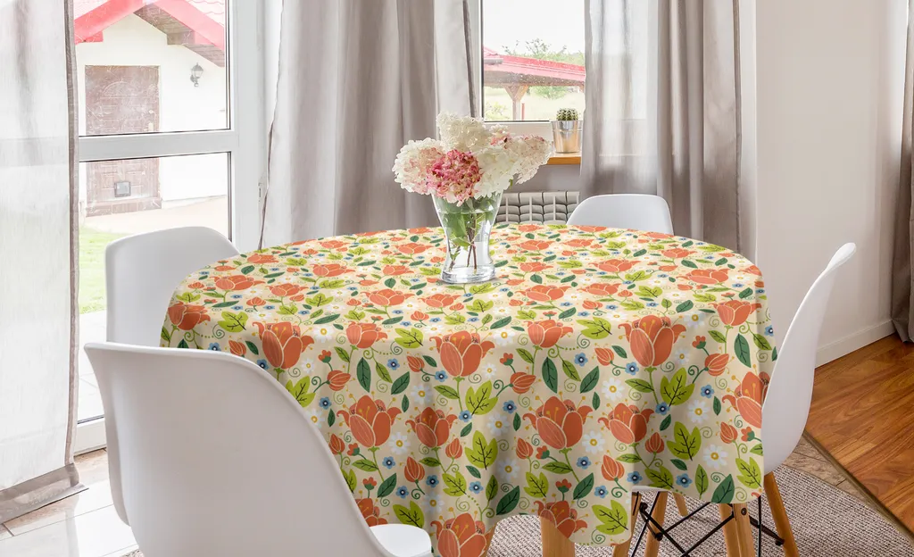 Decorazione Tavola Primavera: Tovaglia Rotonda 150cm Tulipani