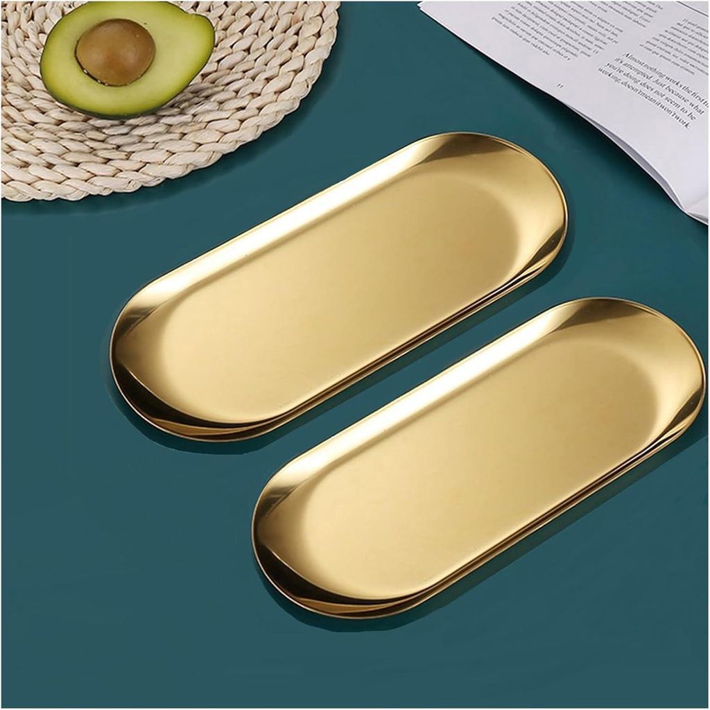 Dienblad gold - dekoratives Dienblatt gold, gold dekoratives Dienblatt - golden Deco Dienblatt, kleines Spiegel Edelstahl Metall Dienblatt für Leb...