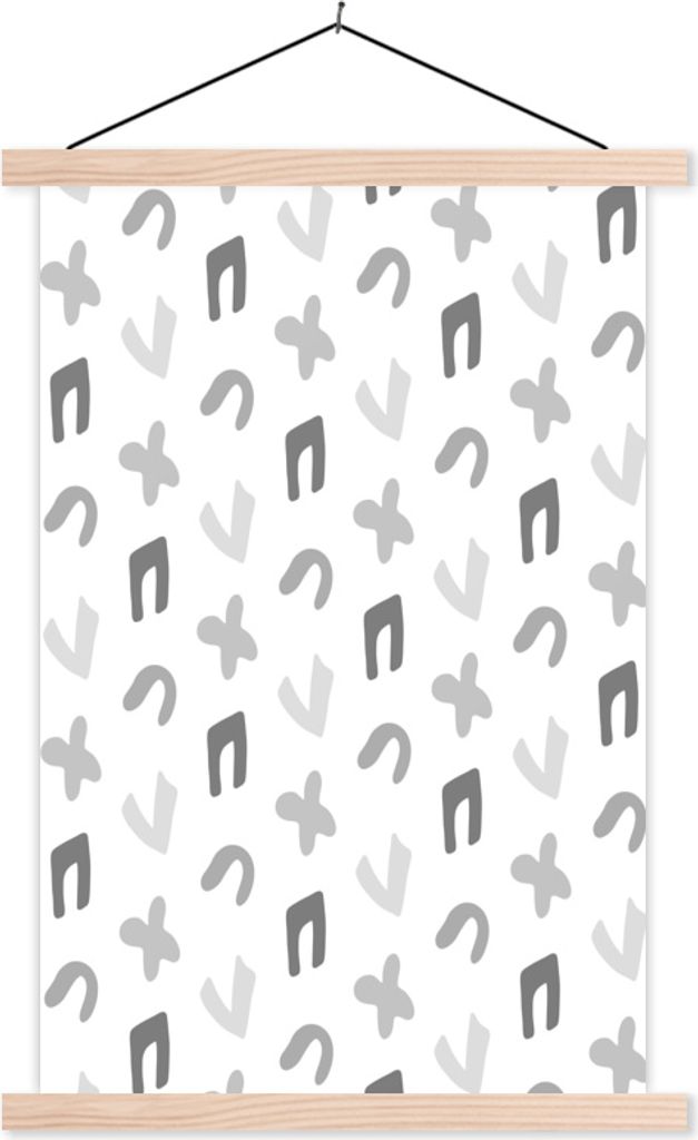 MuchoWow Textilposter Hintergrund - Formulare - Schwarz - Weiß 60x90 cm mit holzfarbenen Rahmen - Textil